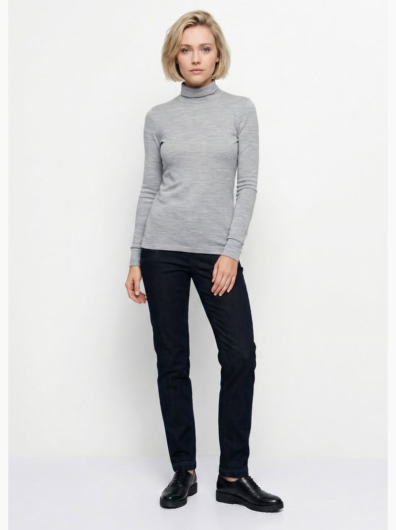 Sous-pull chaud col roulé maille interlock unie - Afibel Gris - Kiabi
