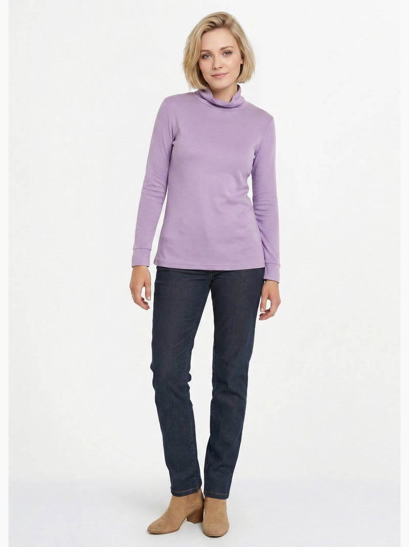 Sous-pull chaud col roulé maille interlock unie - Afibel Mauve - Kiabi
