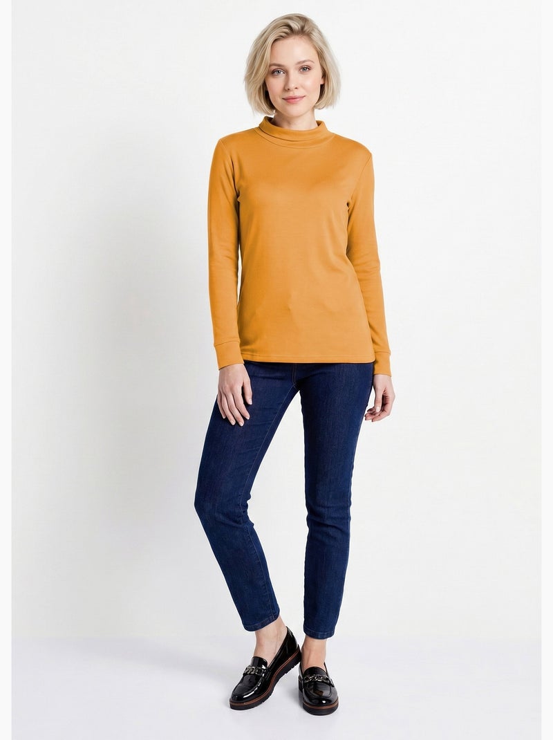 Sous-pull chaud col roulé maille interlock unie - Afibel Miel - Kiabi
