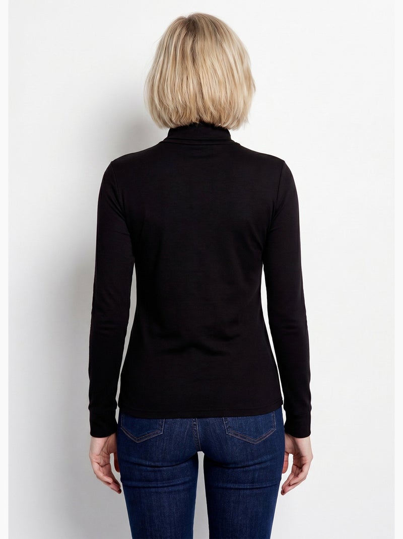 Sous-pull chaud col roulé maille interlock unie - Afibel Noir - Kiabi
