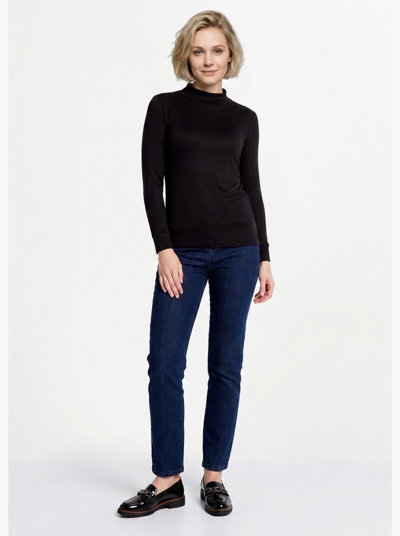 Sous-pull chaud col roulé maille interlock unie - Afibel Noir - Kiabi