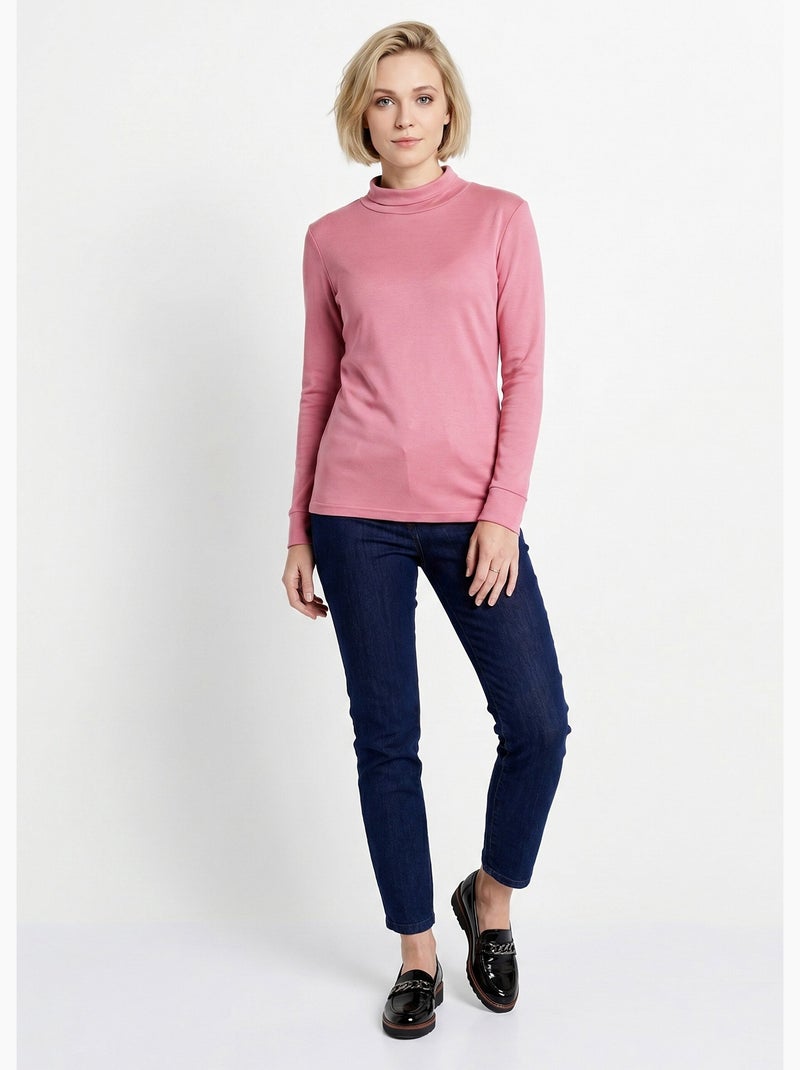 Sous-pull chaud col roulé maille interlock unie - Afibel Rose - Kiabi