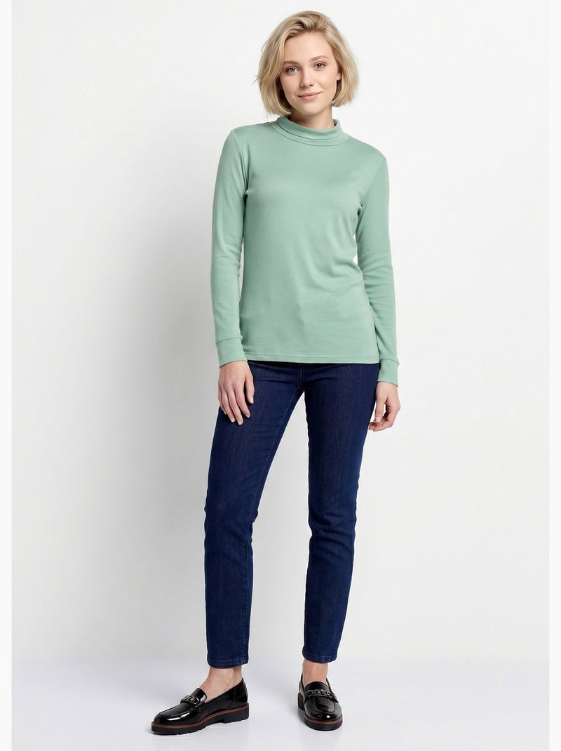 Sous-pull chaud col roulé maille interlock unie - Afibel Vert - Kiabi