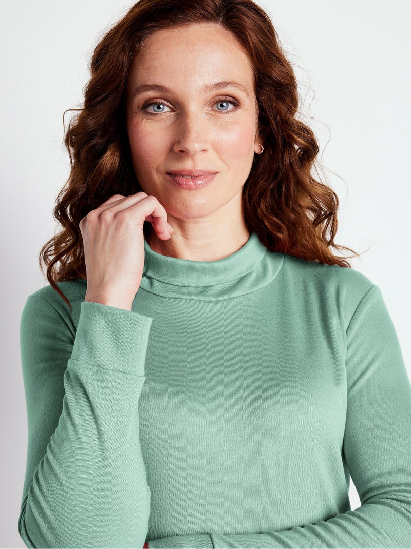 Sous-pull chaud col roulé maille interlock unie - Afibel Vert - Kiabi