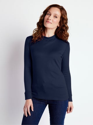 Sous-pull chaud col roulé maille interlock unie