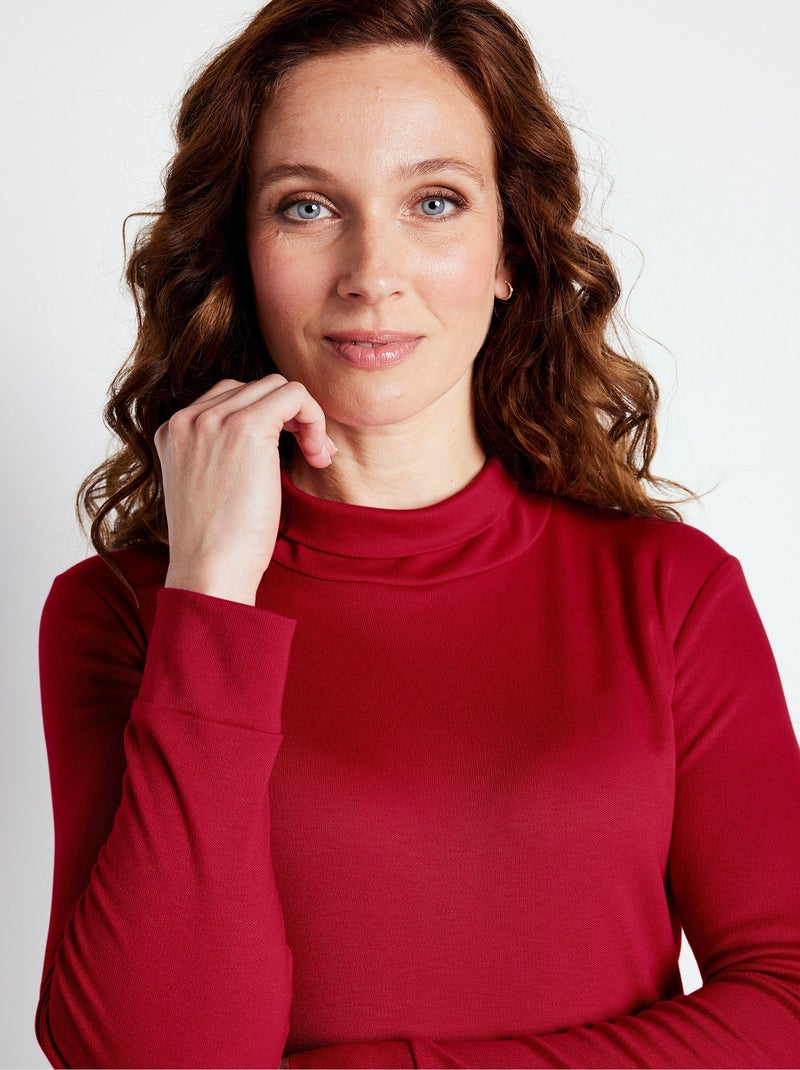 Sous-pull chaud col roulé maille interlock unie Bordeaux - Kiabi
