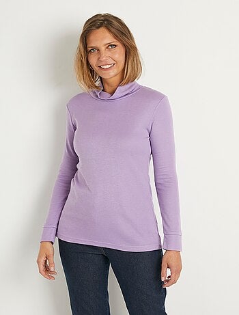 Sous-pull chaud col roulé maille interlock unie