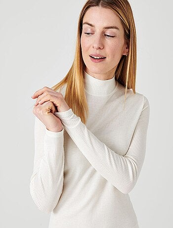 Sous-pull col montant maille côtelée labellisée Thermolactyl et soie - Damart