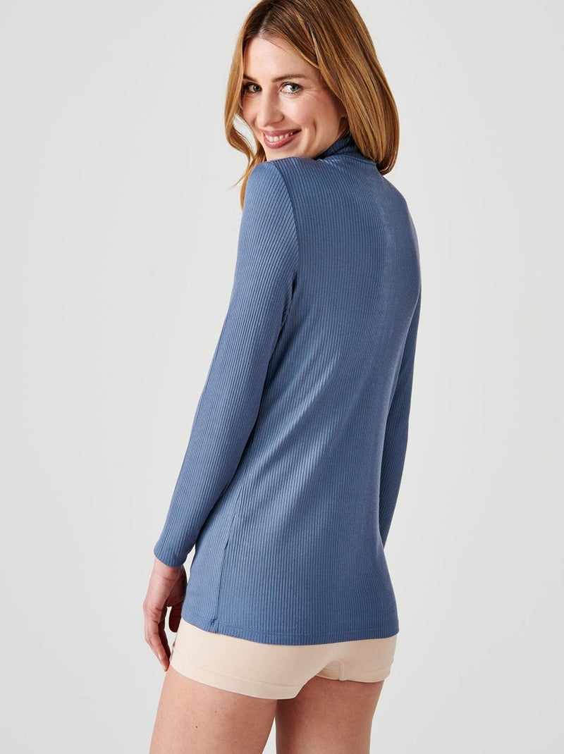 Sous-pull col montant maille côtelée labellisée Thermolactyl et soie - Damart Gris - Kiabi