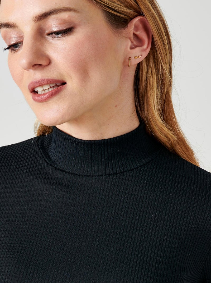 Sous-pull col montant maille côtelée labellisée Thermolactyl et soie - Damart Noir - Kiabi