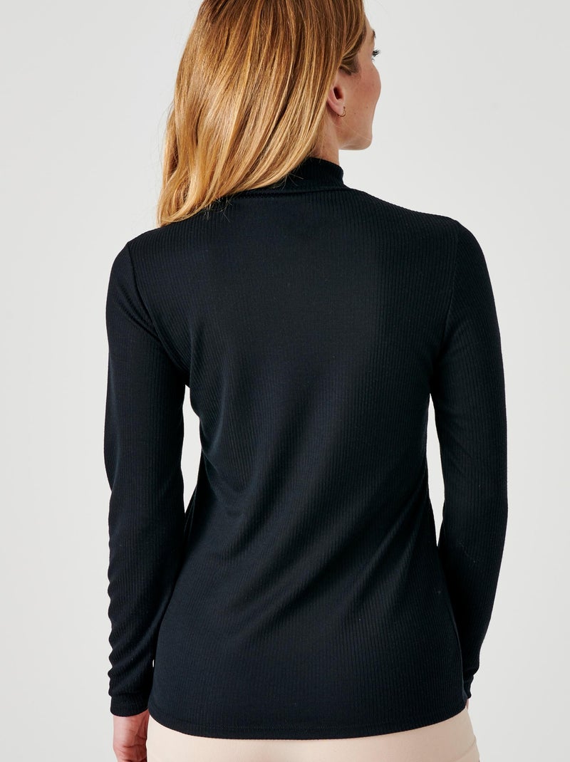 Sous-pull col montant maille côtelée labellisée Thermolactyl et soie - Damart Noir - Kiabi