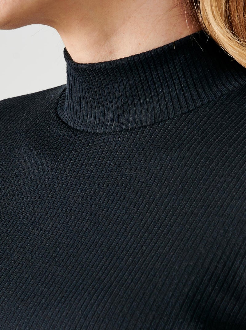 Sous-pull col montant maille côtelée labellisée Thermolactyl et soie - Damart Noir - Kiabi