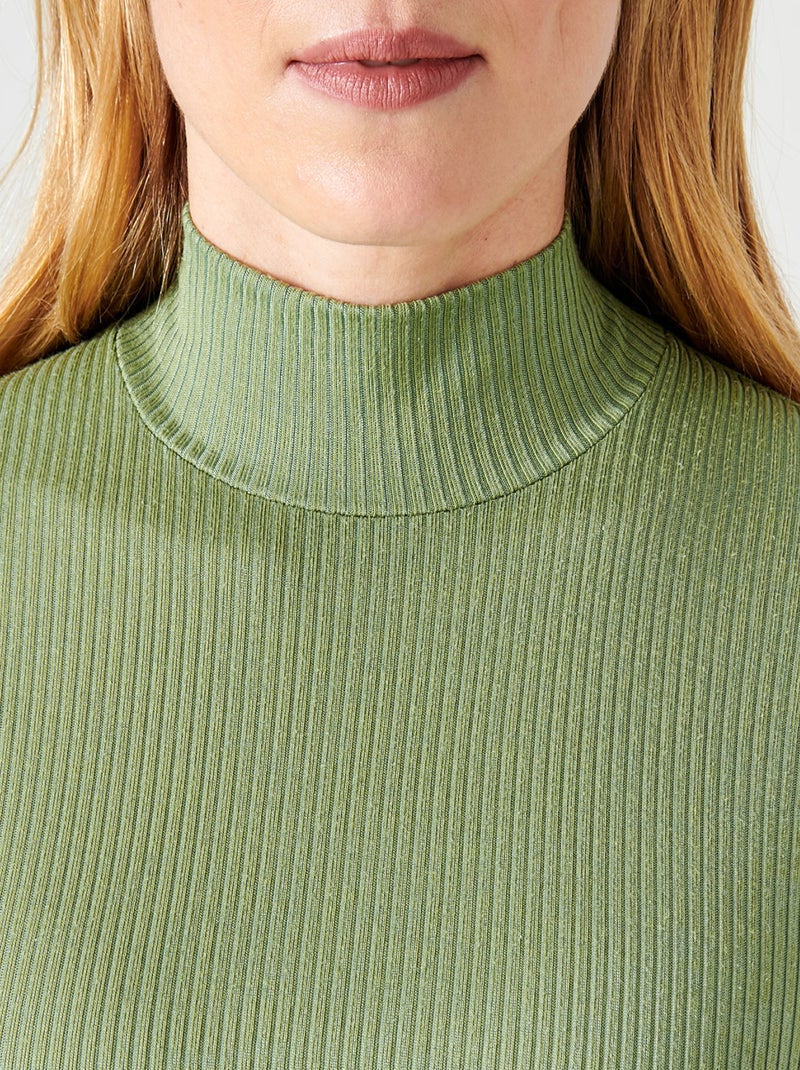 Sous-pull col montant maille côtelée labellisée Thermolactyl et soie - Damart Vert - Kiabi
