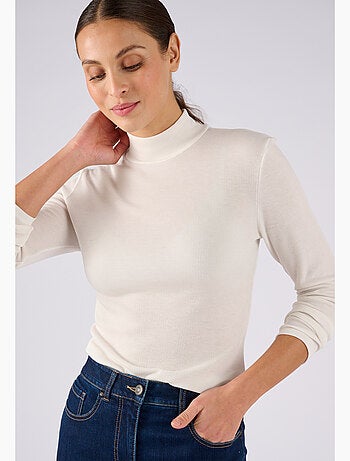 Sous-pull col montant maille côtelée Thermolactyl et soie thermique - Damart