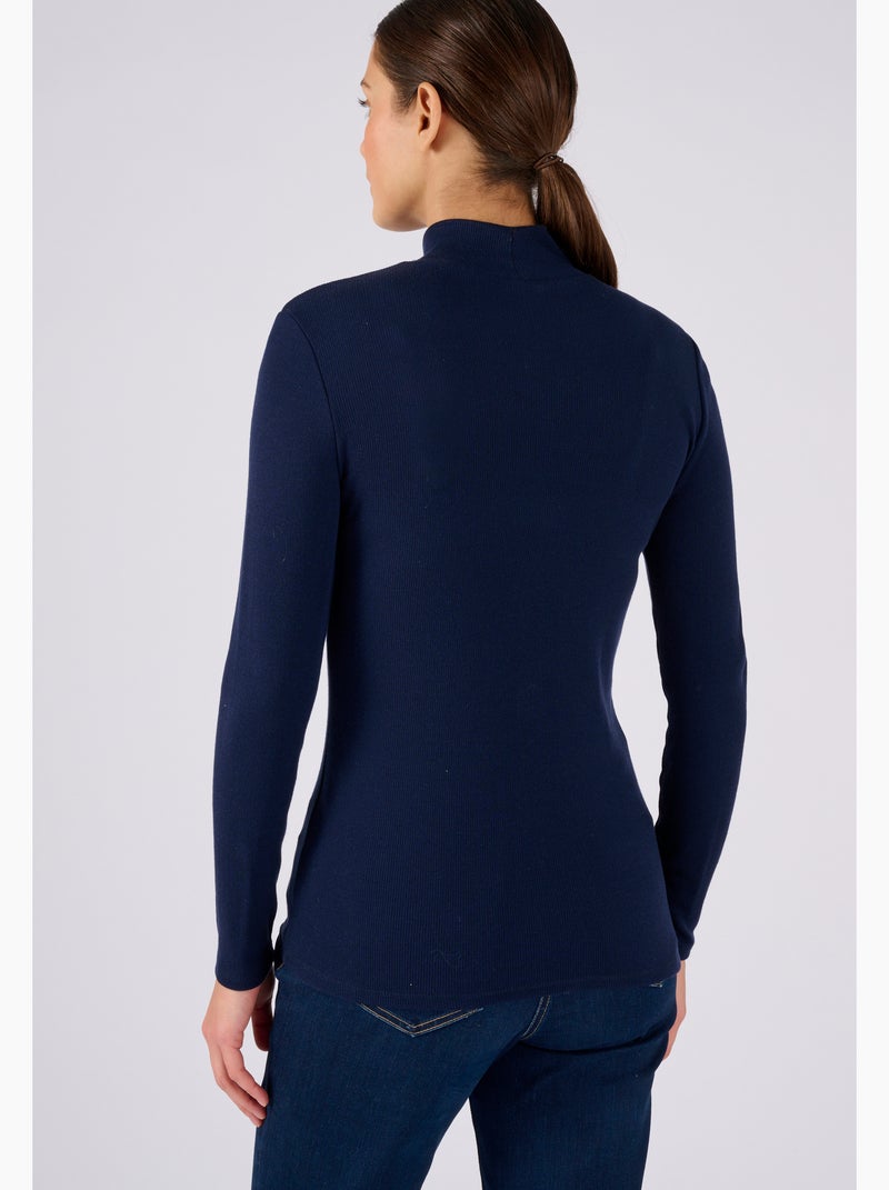 Sous-pull col montant maille côtelée Thermolactyl et soie thermique - Damart Bleu - Kiabi