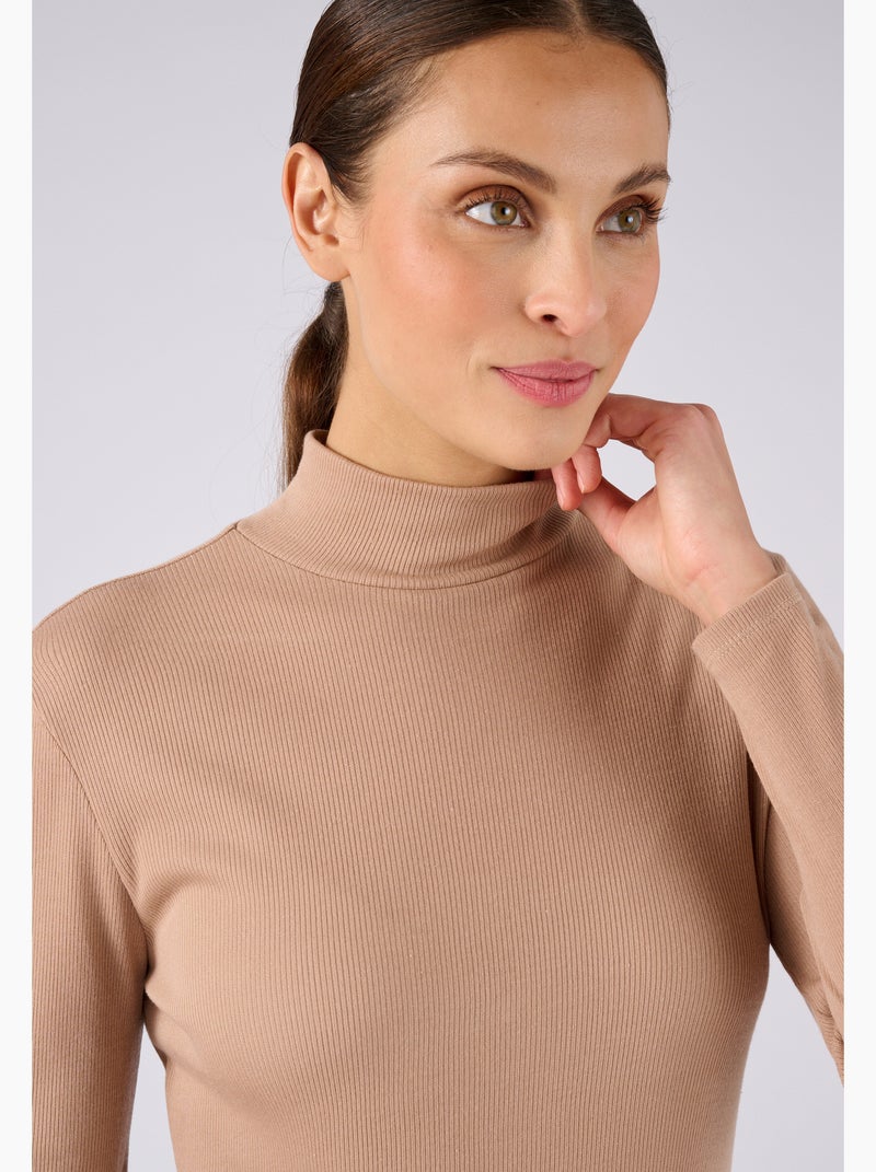 Sous-pull col montant maille côtelée Thermolactyl et soie thermique - Damart Marron - Kiabi