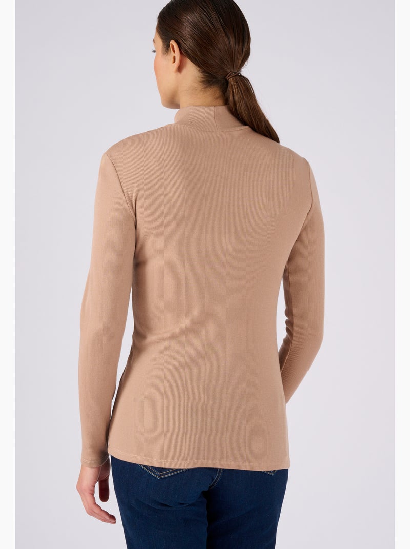 Sous-pull col montant maille côtelée Thermolactyl et soie thermique - Damart Marron - Kiabi