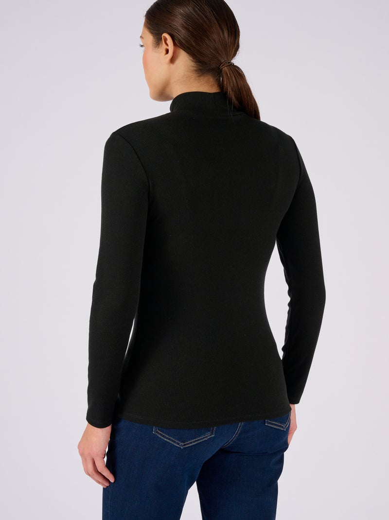 Sous-pull col montant maille côtelée Thermolactyl et soie thermique - Damart Noir - Kiabi