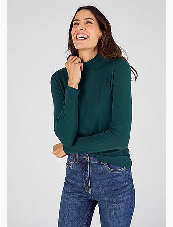 Sous-pull col montant maille côtelée Thermolactyl et soie thermique - Damart