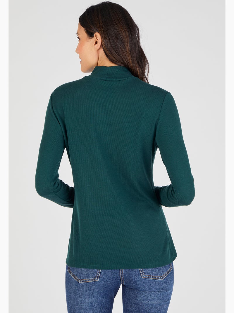 Sous-pull col montant maille côtelée Thermolactyl et soie thermique - Damart Vert - Kiabi
