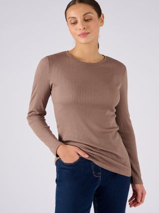 Sous-pull col rond en maille côtelée  - Damart