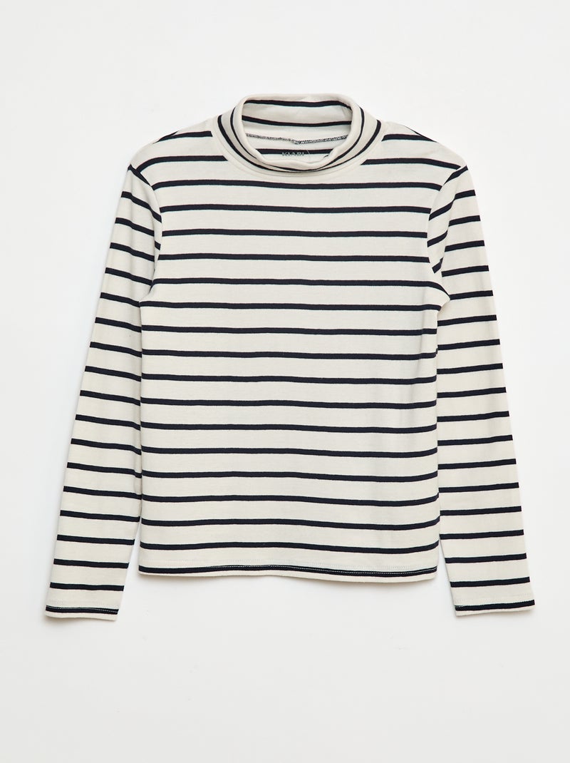 Sous-pull col roulé à rayures Blanc Garçon Kiabi