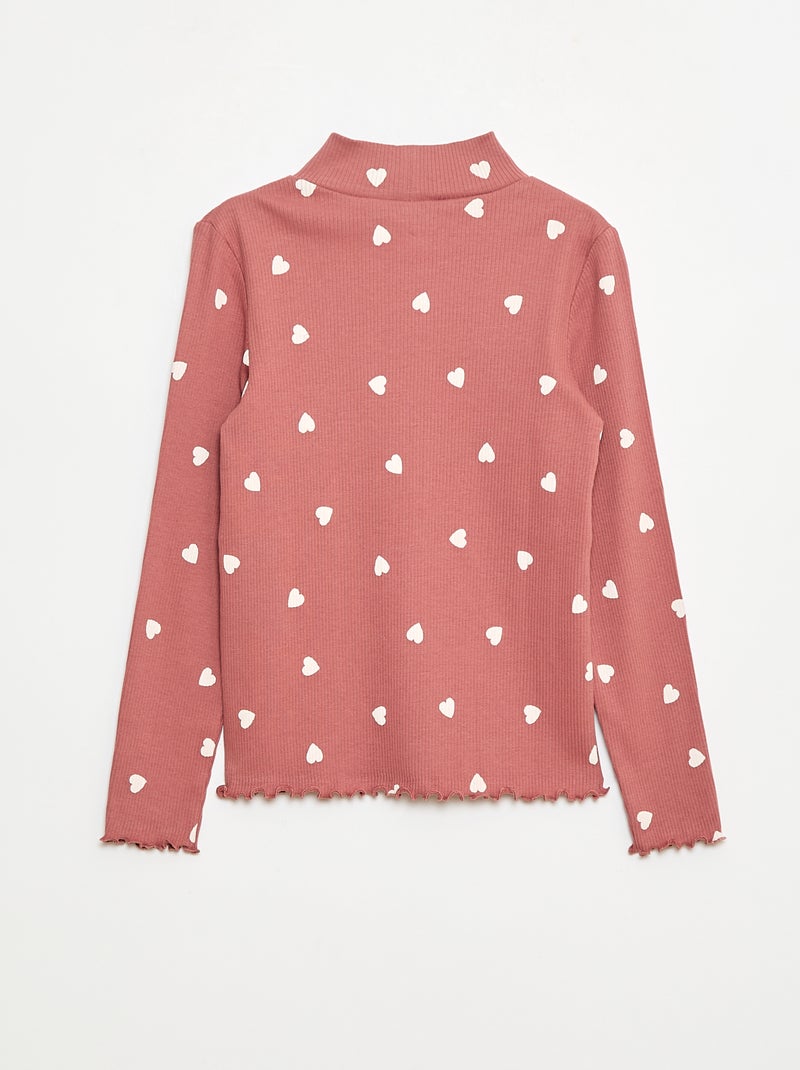 Sous pull col roulé en côte de coton Rose - Kiabi