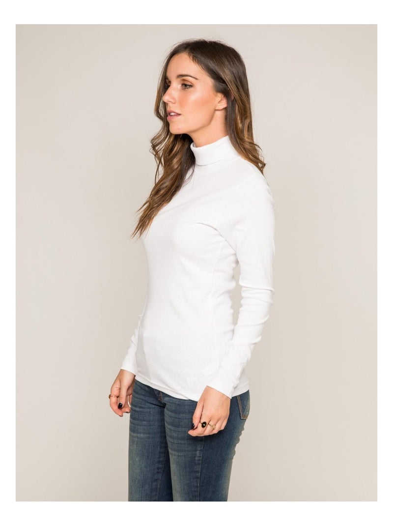 Sous pull col roulé pur coton peigné fusee Blanc - Kiabi