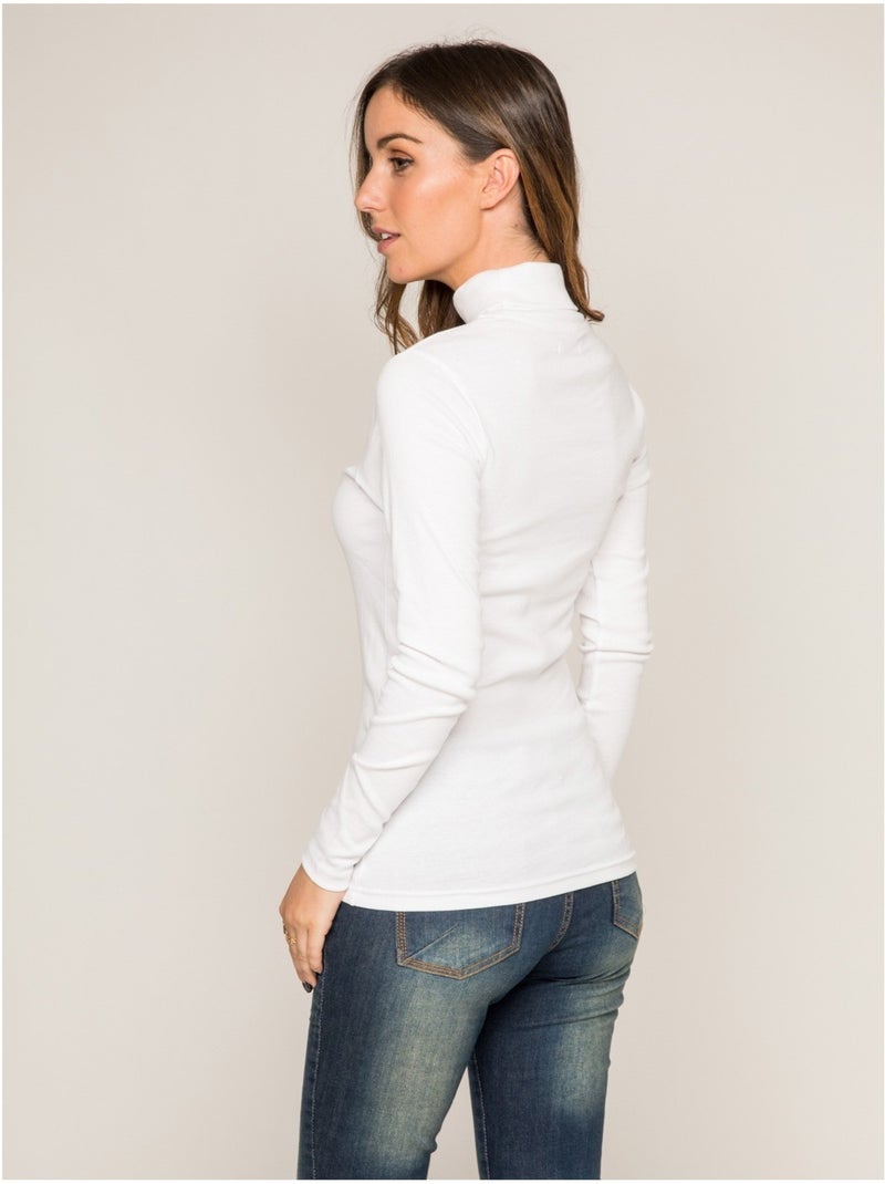 Sous pull col roulé pur coton peigné fusee Blanc - Kiabi