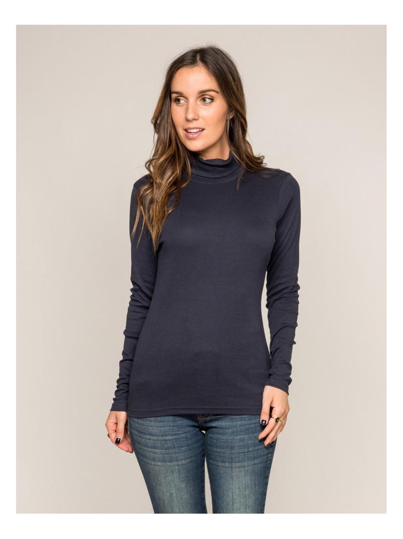 Sous pull col roulé pur coton peigné FUSEE Bleu marine - Kiabi