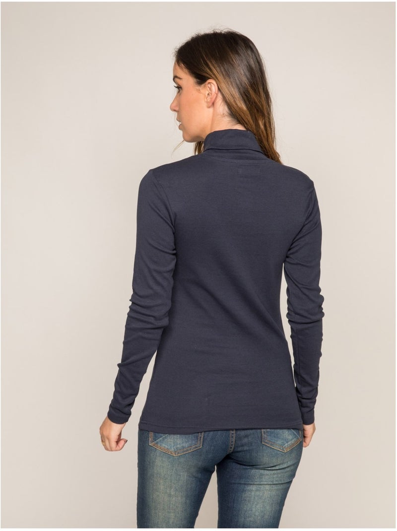 Sous pull col roulé pur coton peigné fusee Bleu marine - Kiabi