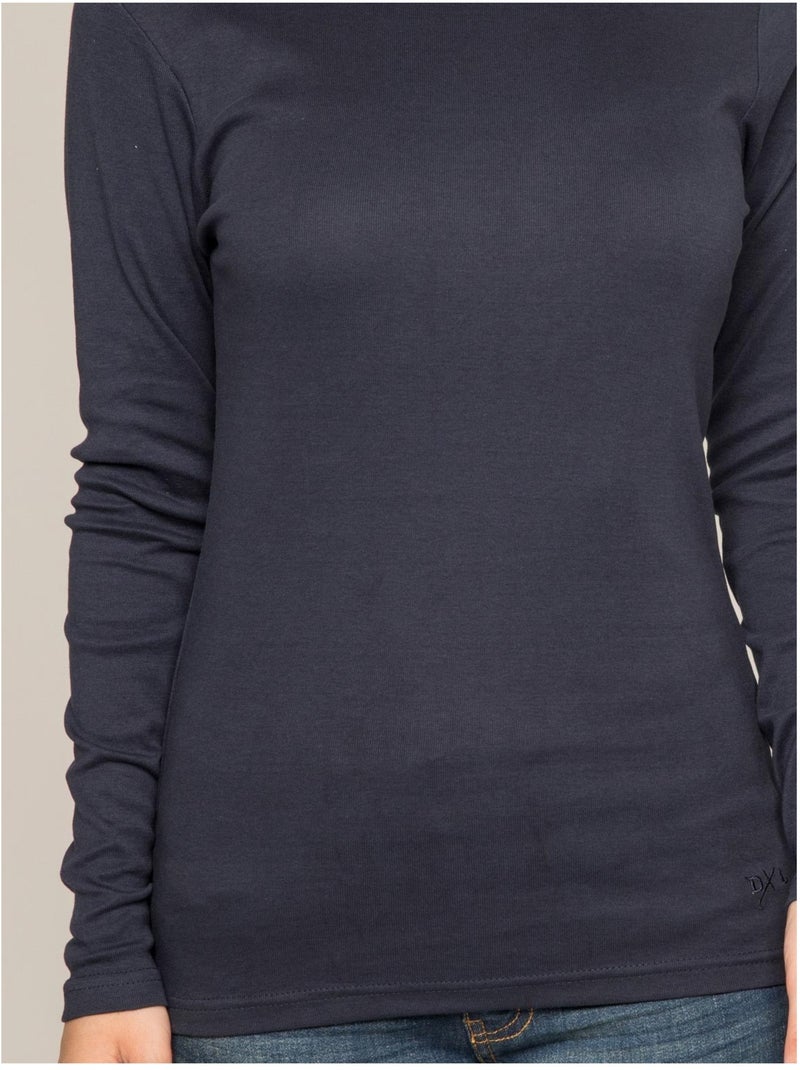 Sous pull col roulé pur coton peigné fusee Bleu marine - Kiabi