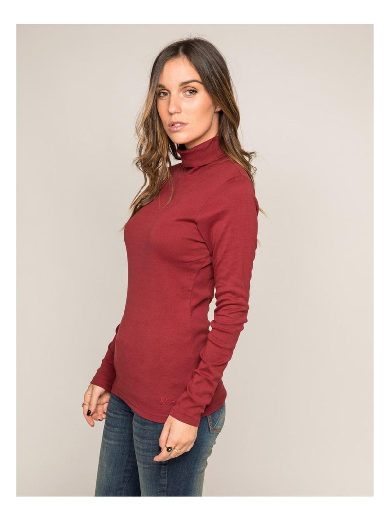 Sous pull col roulé pur coton peigné FUSEE Bordeaux - Kiabi