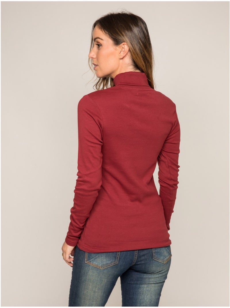 Sous pull col roulé pur coton peigné fusee Bordeaux - Kiabi