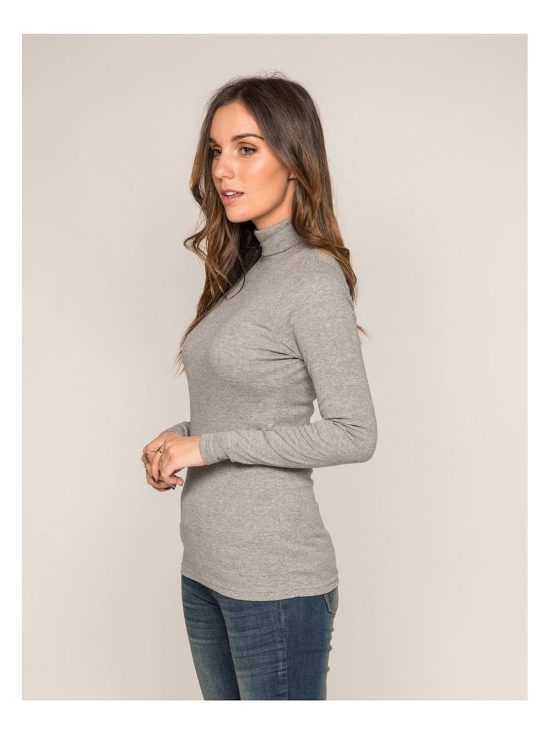Sous pull col roulé pur coton peigné FUSEE Gris chiné - Kiabi