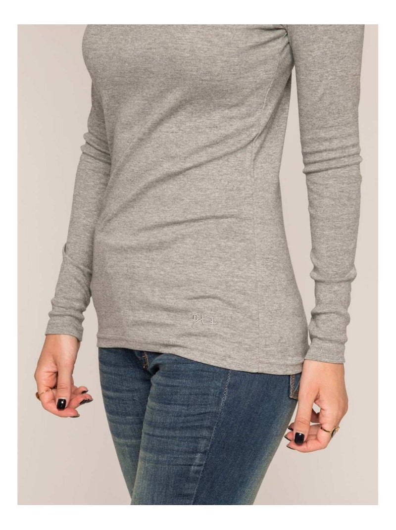 Sous pull col roulé pur coton peigné fusee Gris chiné - Kiabi