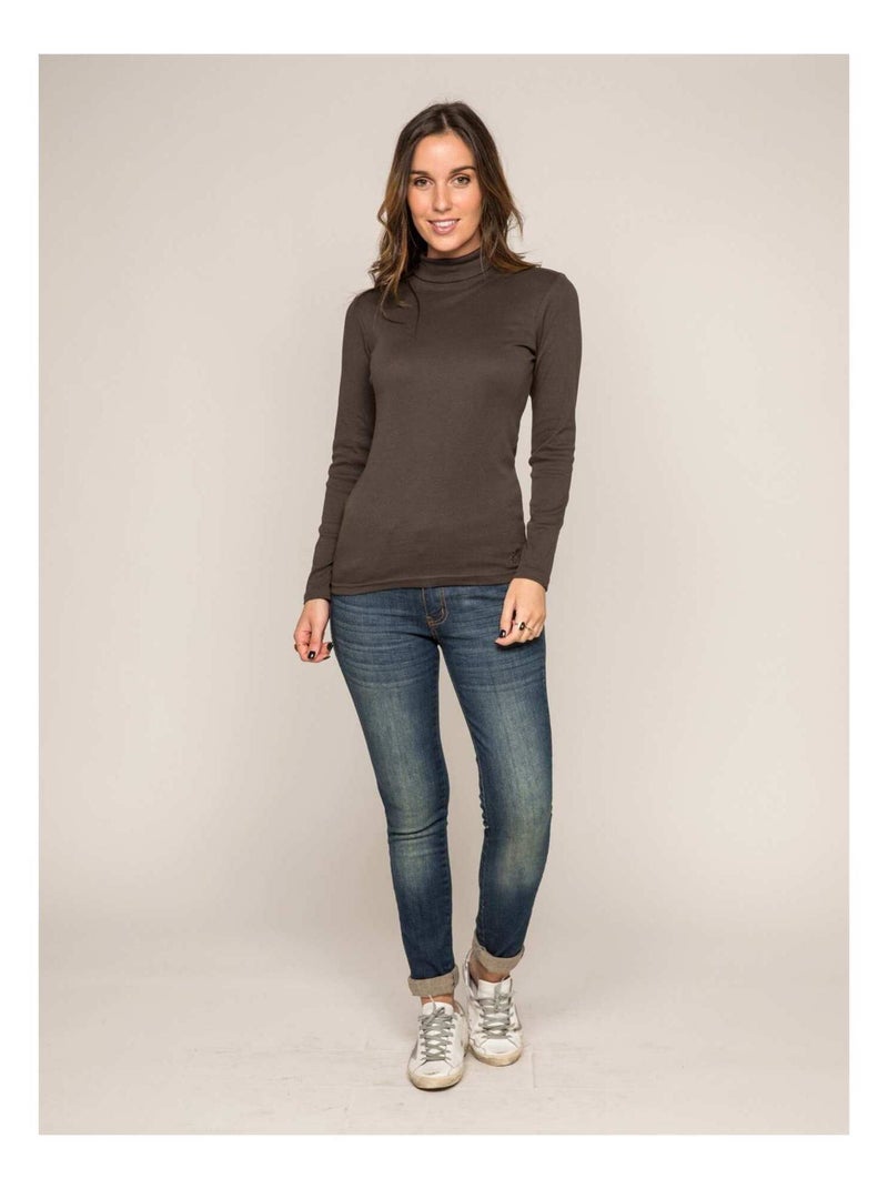 Sous pull col roulé pur coton peigné FUSEE Gris foncé - Kiabi