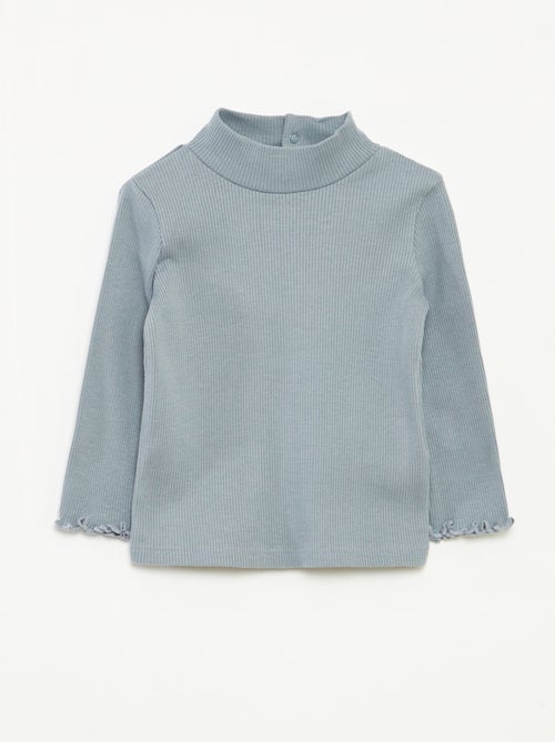 Sous-pull côtelé à col montant - Kiabi