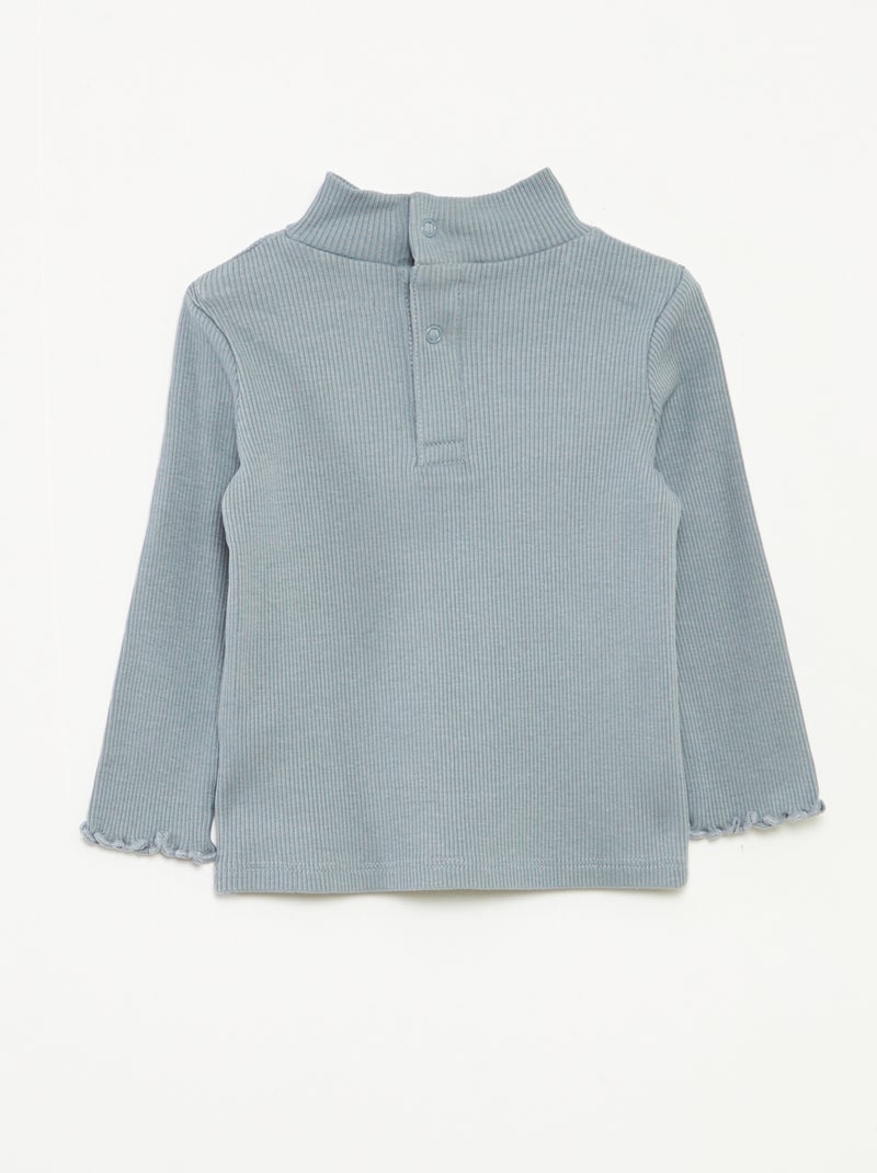 Sous-pull côtelé à col montant Bleu - Kiabi