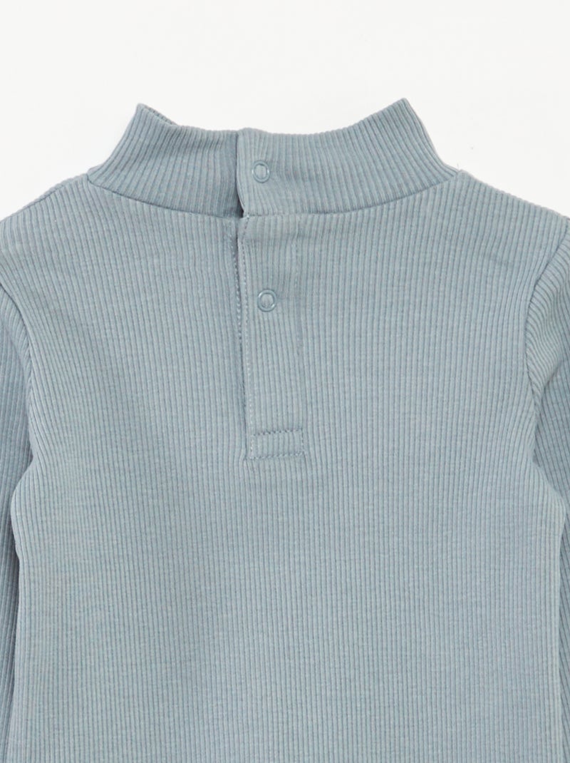 Sous-pull côtelé à col montant Bleu - Kiabi