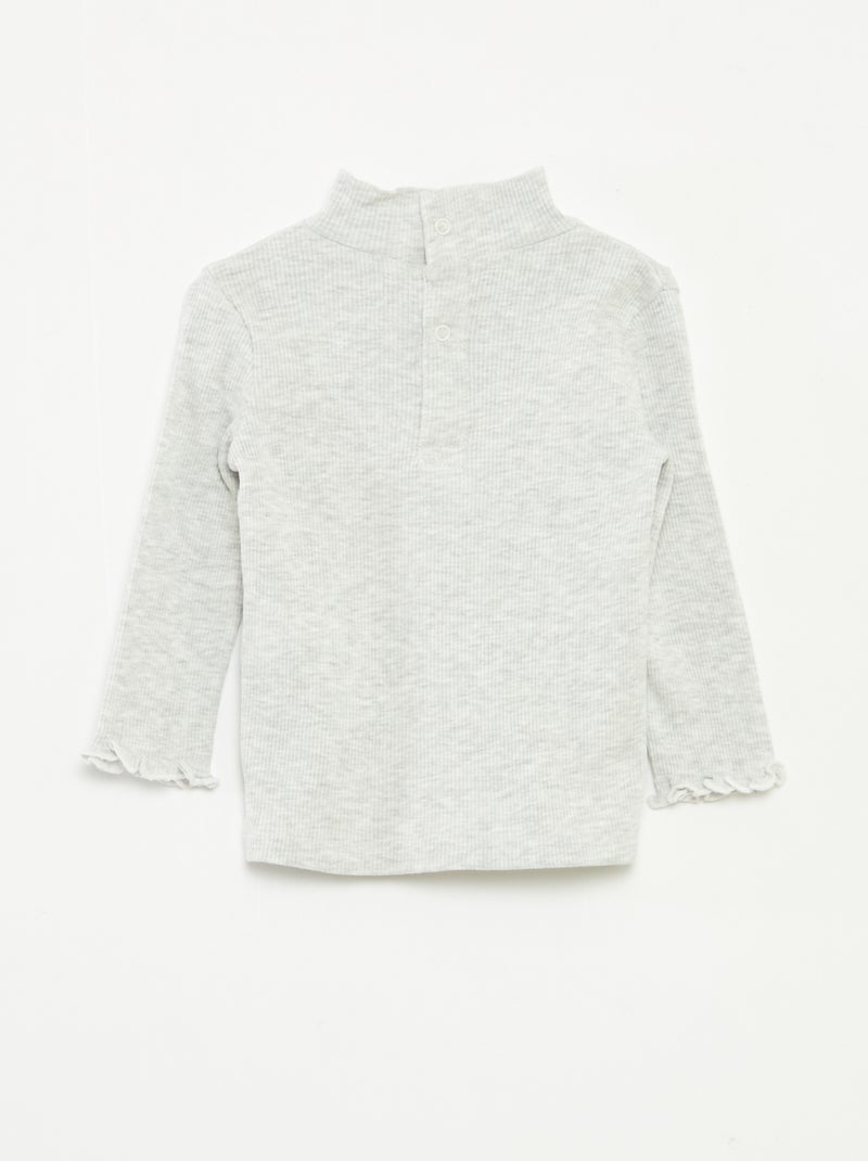 Sous-pull côtelé à col montant Gris - Kiabi