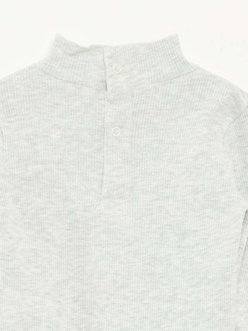 Sous-pull côtelé à col montant Gris - Kiabi