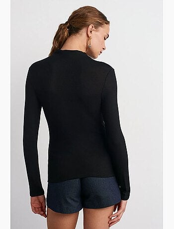 T-shirt côtelé col roulé manches longues dilvin