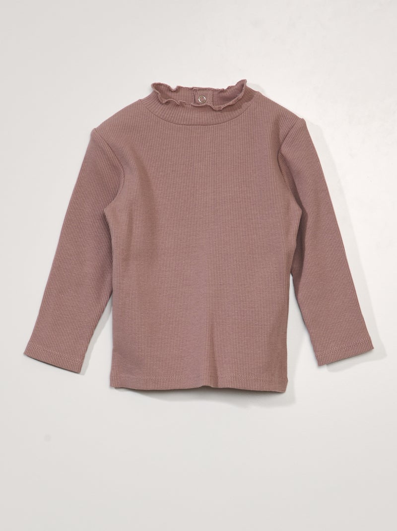 Sous pull côtelé avec demi ouverture dos Rose - Kiabi