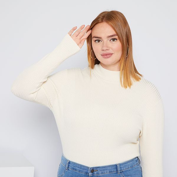 Sous Pull Cotele Grande Taille Femme Blanc Kiabi 5 40