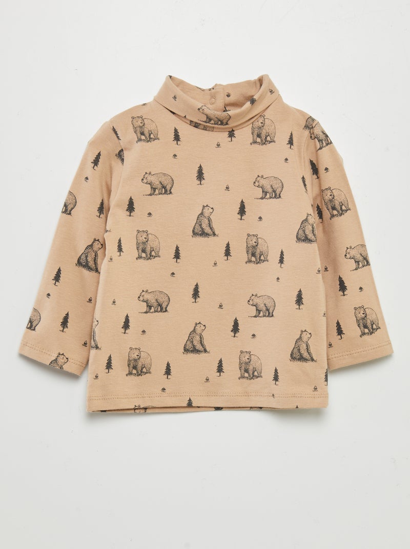 Sous-pull en jersey à motif Marron - Kiabi