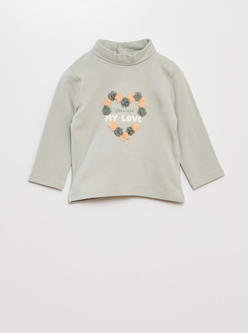 Sous-pull en jersey animation en maille bouclette Vert - Kiabi