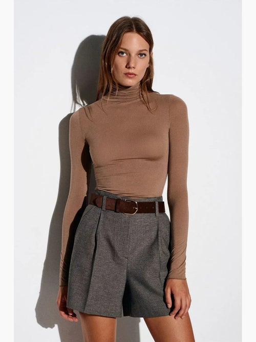 Sous-pull en jersey coupe ajustée à col roulé manches longues dilvin - Kiabi