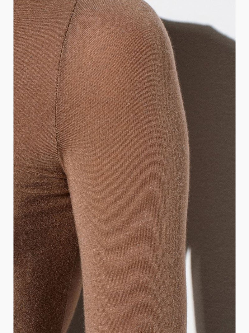 Sous-pull en jersey coupe ajustée à col roulé manches longues dilvin Taupe - Kiabi