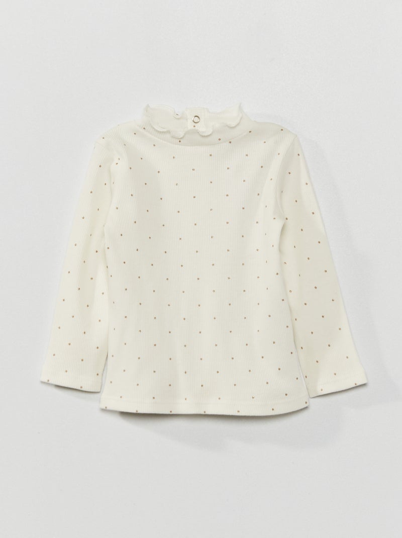 Sous pull en maille côtelé Blanc - Kiabi